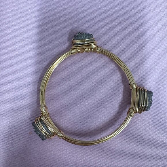 Jewelry - Wire Wrapped Druzy Stone Bangle Bracelet